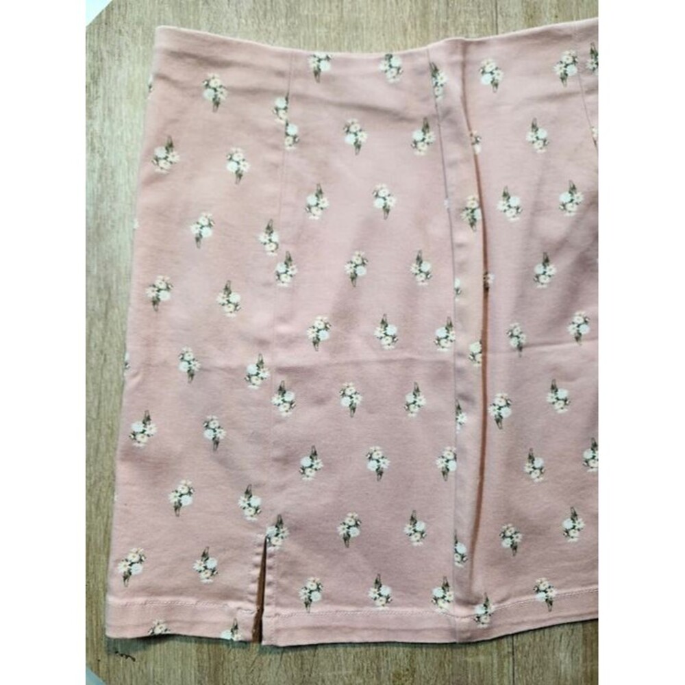 Aeropostale Pink Floral Mini Skirt XL White Flower Slit Casual Summer Knit #202